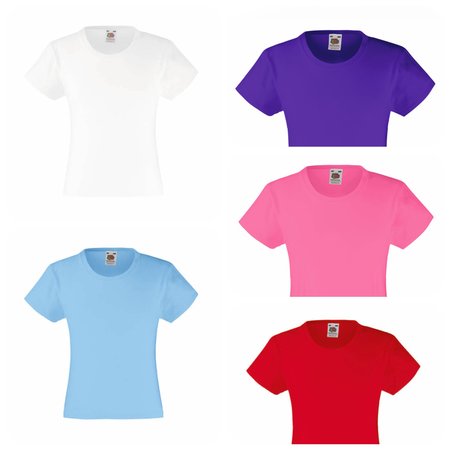 5-Pak Fruit Of The Loom Meisjes T-Shirts Diverse Kleuren Pakket2