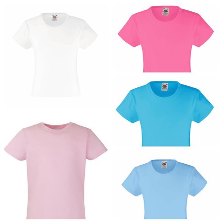 5-Pak Fruit Of The Loom Meisjes T-Shirts Diverse Kleuren Pakket1